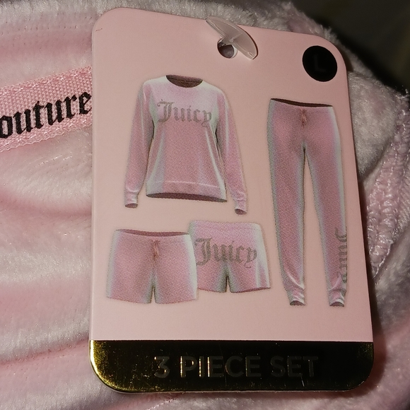 Juicy Couture Other - Juicy Couture Pajamas Sleepwear Set Velour Crewneck Joggers Shorts JC6488